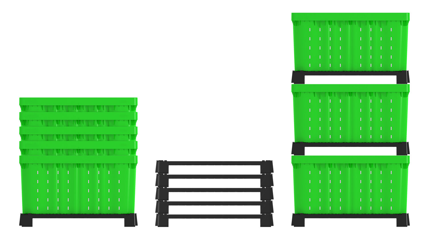 nested plastic pallet bin stack
